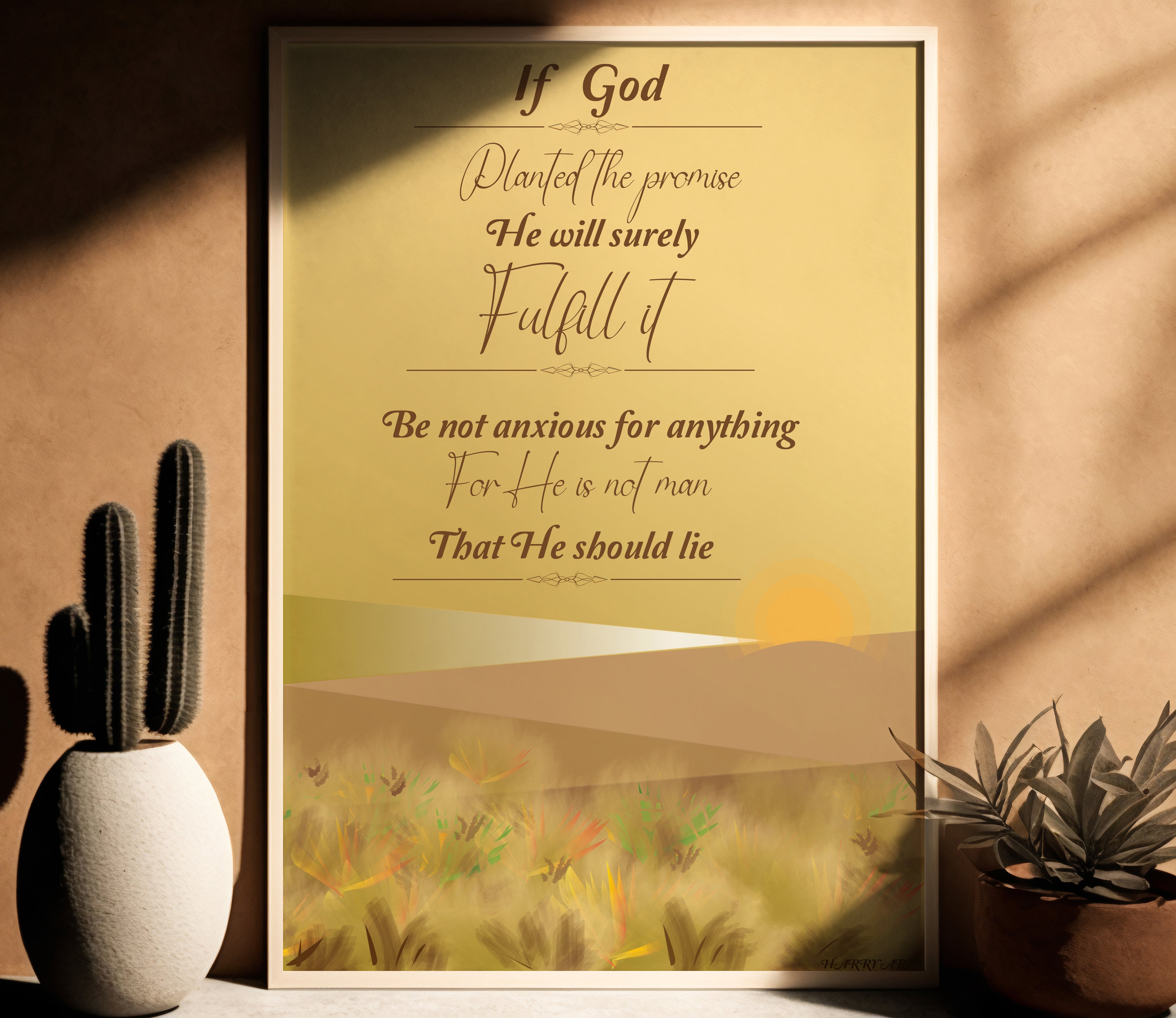 Framed digital wall art with motivational spiritual quote.